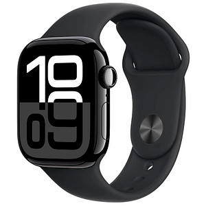 Apple Watch Series 10 42 mm Aluminium (GPS) Sportarmband S/M  schwarz, diamantschwarz