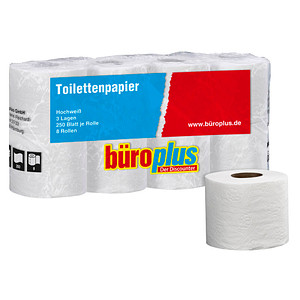 büroplus Toilettenpapier 3-lagig, 8 Rollen