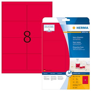 HERMA Etiketten 5046 rot 99,1 x 67,7 mm, 20 Blatt