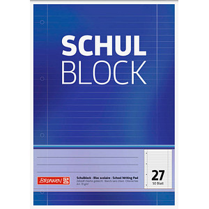 BRUNNEN Collegeblock 4-fach-Lochung Lineatur 27 liniert DIN A4 Innen- und Außenrand, 1 St.
