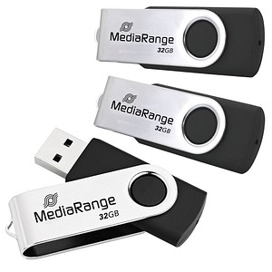MediaRange USB-Sticks MR910-3 schwarz, silber 16 GB, 3 St.