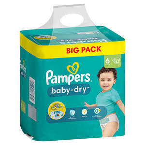 Pampers® Windeln baby-dry™ BIG PACK  Größe Gr.6 (13-18 kg) für Kids und Teens (4-12 Jahre), 52 St.