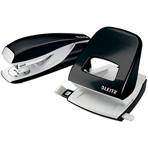 LEITZ Locher und Heftgeräte Set WOW 5095 schwarz-metallic