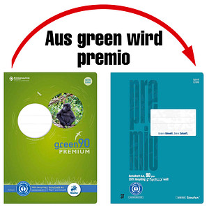 Staufen® Schulheft green Lineatur 37 liniert DIN A4 Innen- und Außenrand, 16 Blatt