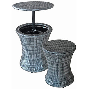 Garden Pleasure Gartentisch Mumbai dunkelgrau rund 45,0 x 45,0 x 55,0 - 85,0 cm