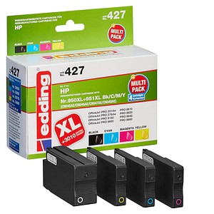 4 edding EDD-427 schwarz, cyan, magenta, gelb Tintenpatronen ersetzt HP 950XL + 951XL (C2P43AE) 4 edding EDD-427 schwarz, cyan, magenta, gelb Tintenpatronen ersetzt HP 950XL + 951XL (C2P43AE)