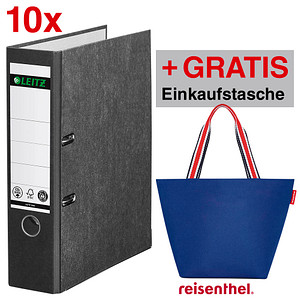 AKTION: 10 LEITZ 1080 Ordner schwarz marmoriert Karton 8,0 cm DIN A4 + GRATIS reisenthel shopperM nautic AKTION: 10 LEITZ 1080 Ordner schwarz marmoriert Karton 8,0 cm DIN A4 + GRATIS reisenthel shopperM nautic