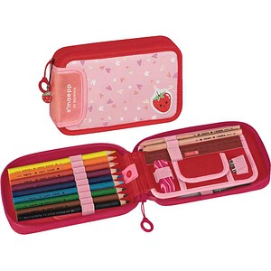 BRUNNEN Federmäppchen befüllt s'maepp Fruity Love rosa/rot 16-teilig, 20,0 x 4,5 cm