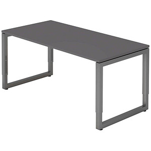 HAMMERBACHER RS16 höhenverstellbarer Schreibtisch grafit rechteckig, Kufen-Gestell grau 160,0 x 80,0 cm