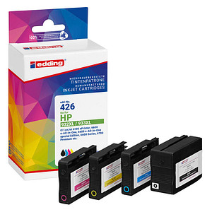 edding EDD-426  schwarz, cyan, magenta, gelb Druckerpatronen kompatibel zu HP 932XL + 933XL (C2P42AE), 4er-Set