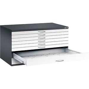 CP 7200 Planschrank schwarzgrau, verkehrsweiß 8 Schubladen 135,0 x 96,0 x 76,0 cm