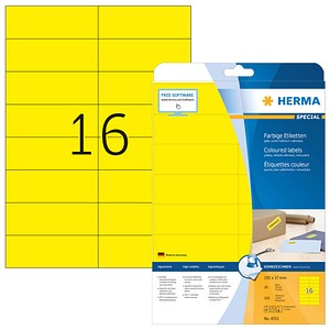 HERMA Etiketten 4551 gelb 105,0 x 37,0 mm, 20 Blatt