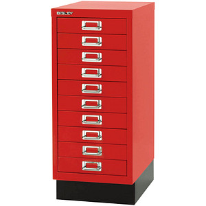 BISLEY MultiDrawer™ L2910S Schubladenschrank kardinalrot 10 Schubladen 27,8 x 38,0 x 67,0 cm