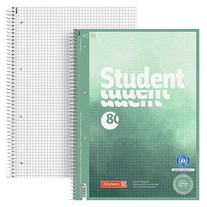 BRUNNEN Collegeblock Premium Student Recycling 28 kariert DIN A4 mit Randlinie (innen und außen), 5 St.