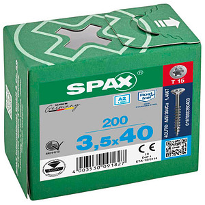 SPAX® Universalschrauben T15 Senkkopf Edelstahl A2 3,5 mm x 40mm, 200 St.