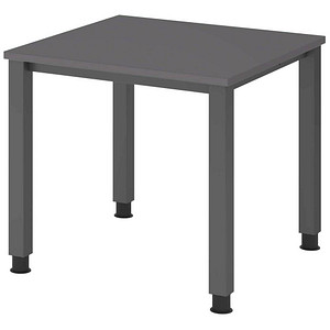 HAMMERBACHER QS08 höhenverstellbarer Schreibtisch grafit quadratisch, 4-Fuß-Gestell grau 80,0 x 80,0 cm