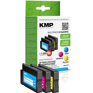 KMP H166CMYX  cyan, magenta, gelb Druckerpatronen kompatibel zu HP 953XL (F6U16AE/F6U17AE/F6U18AE), 3er-Set