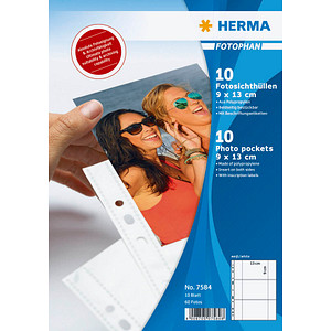 10 HERMA Fotosichthüllen Fotophan 9x13 cm weiß genarbt