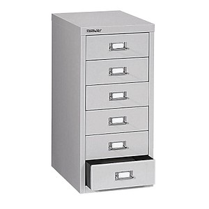 BISLEY MultiDrawer™ L296 Schubladenschrank lichtgrau 6 Schubladen 27,8 x 38,0 x 59,0 cm