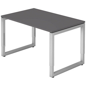 HAMMERBACHER RS12 höhenverstellbarer Schreibtisch grafit rechteckig, O-Fuß-Gestell silber 120,0 x 80,0 cm