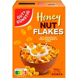 GUT&GÜNSTIG Honey Nut Flakes Müsli 2x 375,0 g, 1 St.