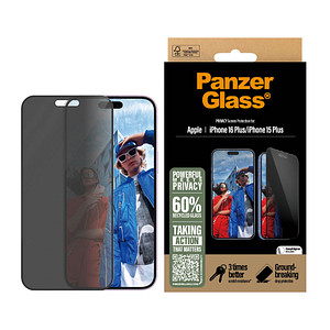 PanzerGlass™ Privacy Display-Blickschutzglas für Apple iPhone 15 Plus, iPhone 16 Plus