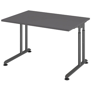 HAMMERBACHER ZS12 höhenverstellbarer Schreibtisch grafit rechteckig, C-Fuß-Gestell grau 120,0 x 80,0 cm