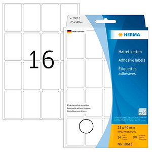 HERMA Movables Etiketten 10613 weiß 25,0 x 40,0 mm, 384 Etiketten