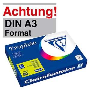 Clairefontaine Kopierpapier Trophée neongrün DIN A3 80 g/qm 500 Blatt