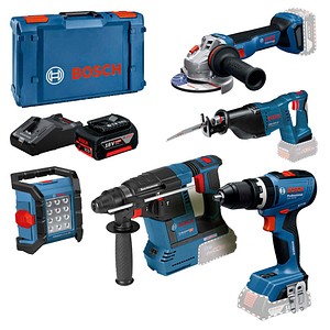 AKTION: BOSCH Professional Elektrowerkzeug-Set 18,0 V, mit 3 Akkus mit Prämie nach Registrierung