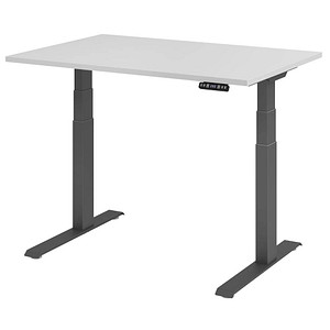 HAMMERBACHER XDKB12 elektrisch höhenverstellbarer Schreibtisch lichtgrau rechteckig, C-Fuß-Gestell grau 120,0 x 80,0 cm