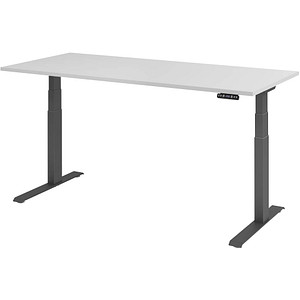 HAMMERBACHER XDKB19 elektrisch höhenverstellbarer Schreibtisch lichtgrau rechteckig, C-Fuß-Gestell grau 180,0 x 80,0 cm
