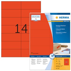 HERMA Etiketten 4557 rot 105,0 x 42,3 mm, 100 Blatt