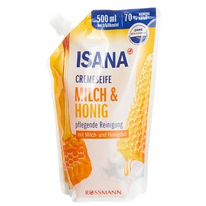 ISANA Milch & Honig Flüssigseife Nachfüllpackung 0,5 l
