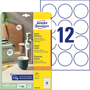 AVERY Zweckform Etiketten L3416-10 weiß 60,0 x 60,0 mm, 10 Blatt