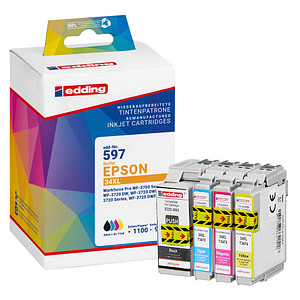 edding EDD-597 schwarz, cyan, magenta, gelb Druckerpatronen kompatibel zu EPSON 34XL / T3476XL, 4er-Set