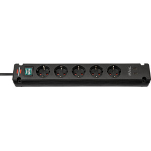 brennenstuhl Bremounta USB-C 5-fach Steckdosenleiste mit Schalter 3,0 m schwarz mit USB-Buchse