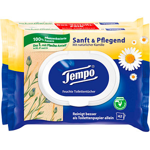 Tempo Feuchtes Toilettenpapier Sanft & Pflegend Duo-Pack 1-lagig, 2x 42 Tücher