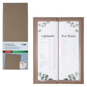 SIGEL Getränkekarten-Mappe DIN A4, 2 Hüllen beige, 1 St.