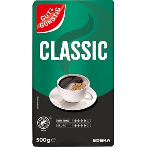 GUT&GÜNSTIG CLASSIC Kaffee, gemahlen, Arabica- und Robustabohnen kräftig, 500 g