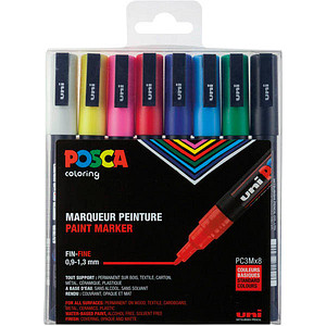 uni-ball POSCA PC-3M Acrylstift farbsortiert 0,9 - 1,3 mm, 8 St.