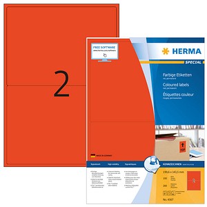 HERMA Etiketten 4567 rot 199,6 x 143,5 mm, 100 Blatt