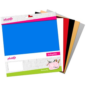 plottiX PremiumFlex Aufbügelfolie farbsortiert Flex-Folie 30,0 x 30,0 cm,  6 St.