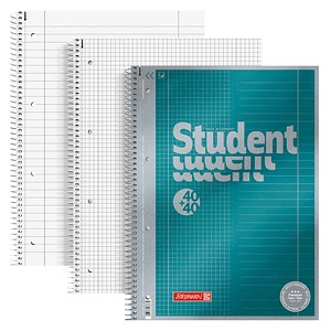 BRUNNEN Collegeblock Premium Student DUO 28 + 27 liniert und kariert DIN A4 mit Randlinie (innen und außen), 5 St.