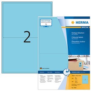HERMA Etiketten 4568 blau 199,6 x 143,5 mm, 100 Blatt