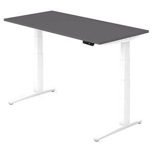 HAMMERBACHER XBHM16 elektrisch höhenverstellbarer Schreibtisch grafit rechteckig, C-Fuß-Gestell weiß 160,0 x 80,0 cm