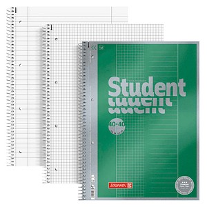 BRUNNEN Collegeblock Premium Student DUO liniert und kariert DIN A4 mit Randlinie (innen und außen), 5 St.