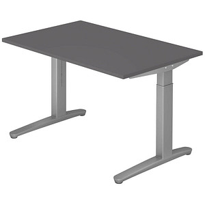 HAMMERBACHER XB12 höhenverstellbarer Schreibtisch grafit rechteckig, C-Fuß-Gestell silber 120,0 x 80,0 cm