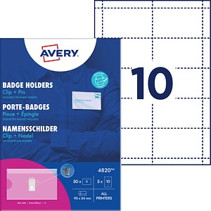 AVERY Zweckform Namensschilder mit Kombiklemme 90 x 54,0 mm, 10 St.