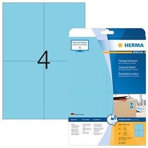 HERMA Etiketten 4563 blau 105,0 x 148,0 mm, 20 Blatt